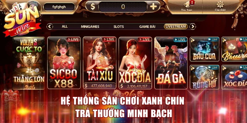 Hệ thống sân chơi xanh chín trả thưởng minh bạch
